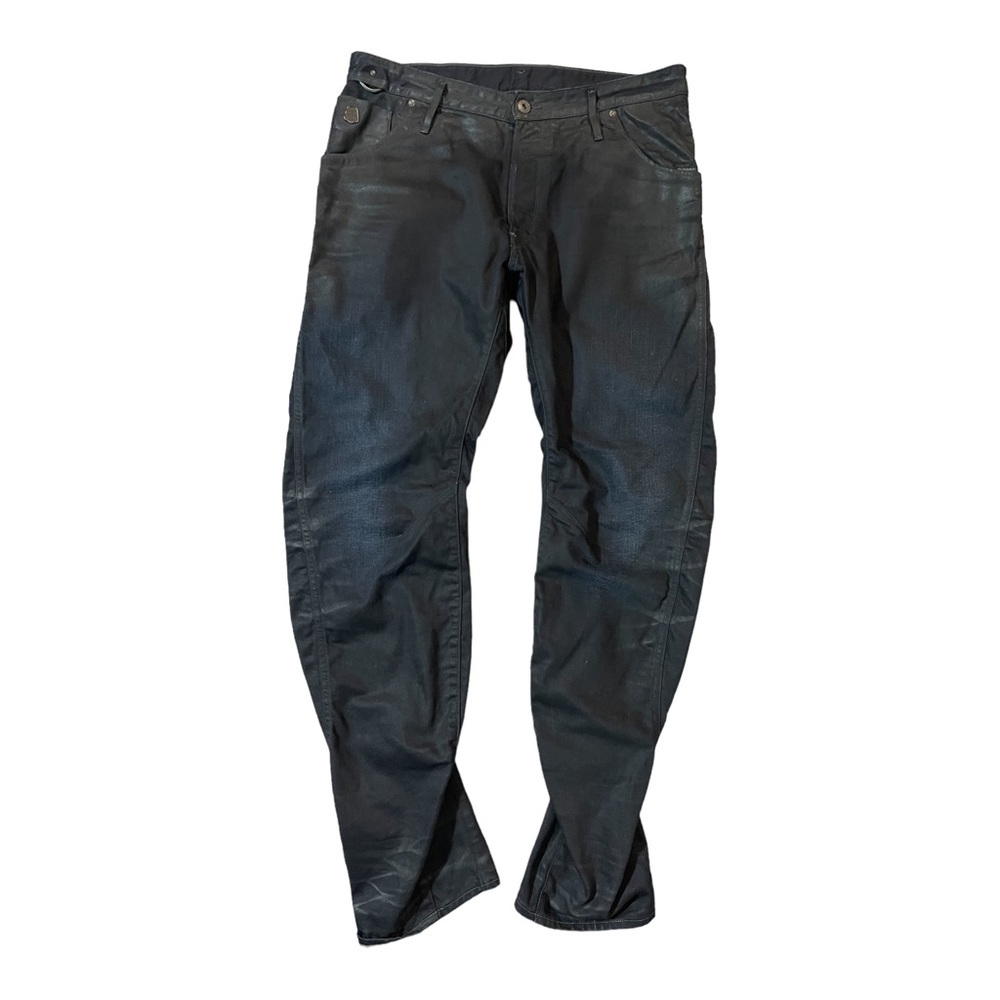 G - Star Raw Dude Black Denim Arc 3D Loose Tapered Waxed Coated Jeans S 36